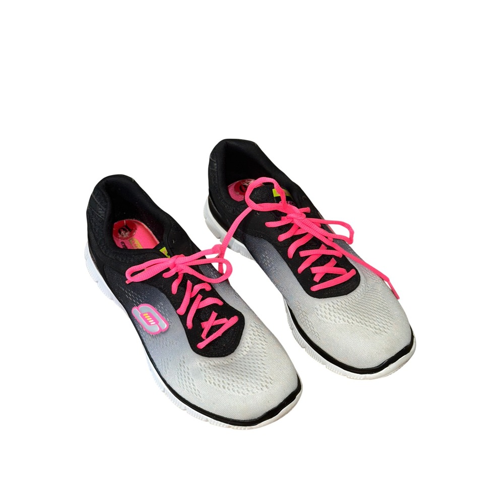 Skechers Flex Sole Womens 10 Black White Gradient Pink Training Sneakers 11880TX